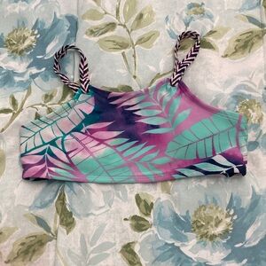 Tropical Leaf Print Bathing suit top